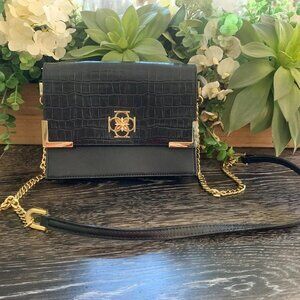 Croc Embossed Twist Lock Handbag